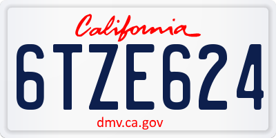 CA license plate 6TZE624