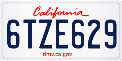 CA license plate 6TZE629