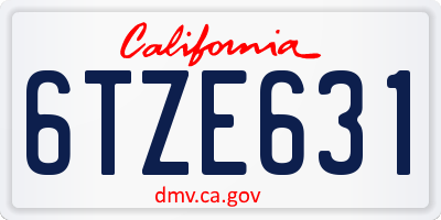 CA license plate 6TZE631