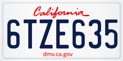 CA license plate 6TZE635