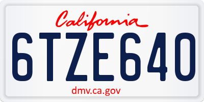 CA license plate 6TZE640