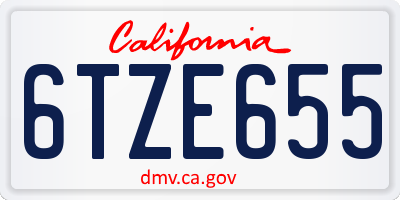 CA license plate 6TZE655