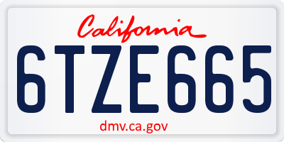 CA license plate 6TZE665