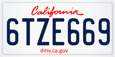 CA license plate 6TZE669