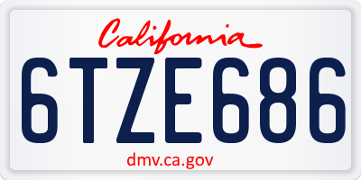 CA license plate 6TZE686