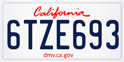 CA license plate 6TZE693
