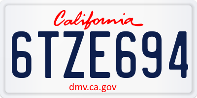 CA license plate 6TZE694