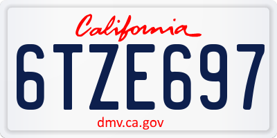 CA license plate 6TZE697