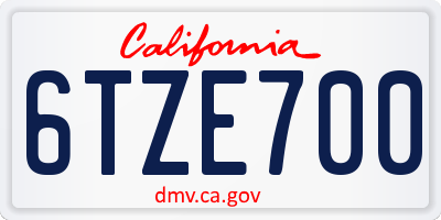 CA license plate 6TZE700