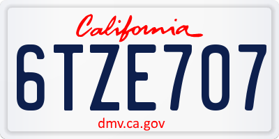 CA license plate 6TZE707