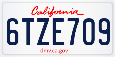 CA license plate 6TZE709