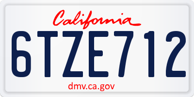 CA license plate 6TZE712