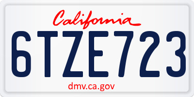 CA license plate 6TZE723