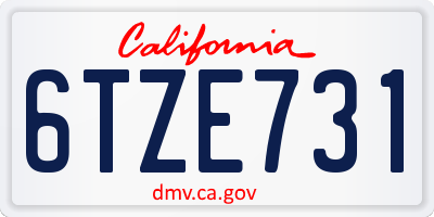 CA license plate 6TZE731