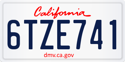 CA license plate 6TZE741