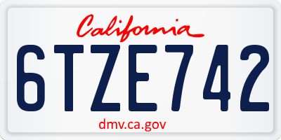 CA license plate 6TZE742