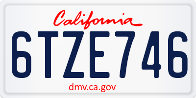 CA license plate 6TZE746