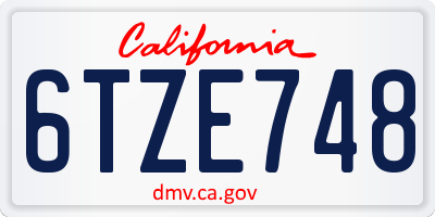 CA license plate 6TZE748
