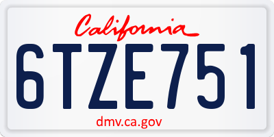 CA license plate 6TZE751