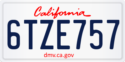 CA license plate 6TZE757