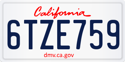 CA license plate 6TZE759