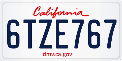 CA license plate 6TZE767