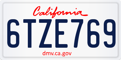 CA license plate 6TZE769