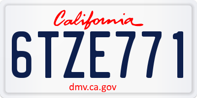 CA license plate 6TZE771