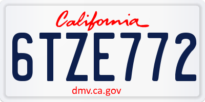 CA license plate 6TZE772