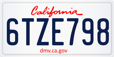 CA license plate 6TZE798