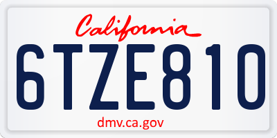 CA license plate 6TZE810
