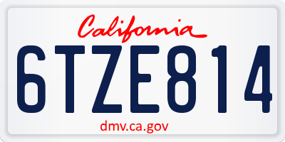 CA license plate 6TZE814