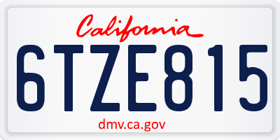 CA license plate 6TZE815