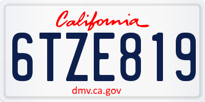 CA license plate 6TZE819