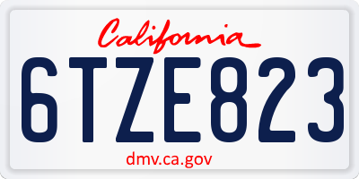 CA license plate 6TZE823