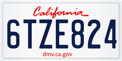 CA license plate 6TZE824