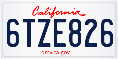 CA license plate 6TZE826
