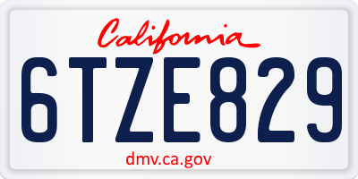 CA license plate 6TZE829
