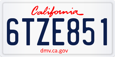 CA license plate 6TZE851
