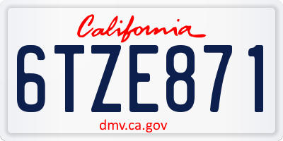 CA license plate 6TZE871