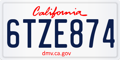 CA license plate 6TZE874