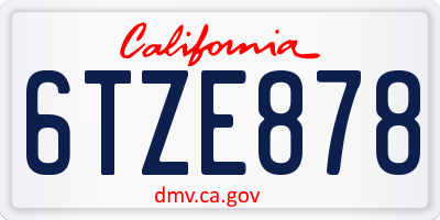 CA license plate 6TZE878