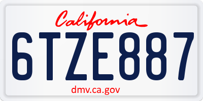 CA license plate 6TZE887