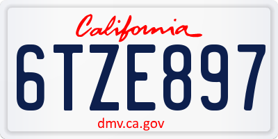 CA license plate 6TZE897