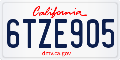 CA license plate 6TZE905