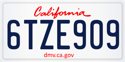 CA license plate 6TZE909