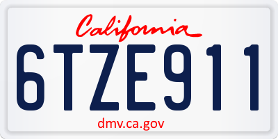 CA license plate 6TZE911