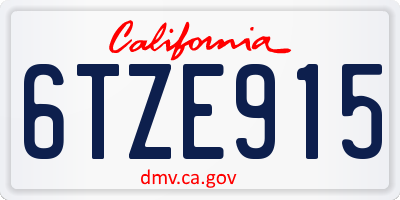 CA license plate 6TZE915
