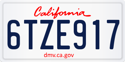 CA license plate 6TZE917