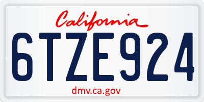 CA license plate 6TZE924